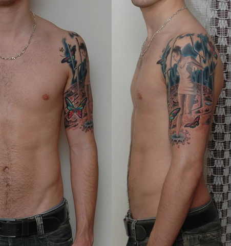 A tattoo which showcases three of Muse's albums.